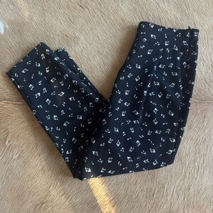 Sisley high-waisted pleated crop pants with music note print size 2 XS